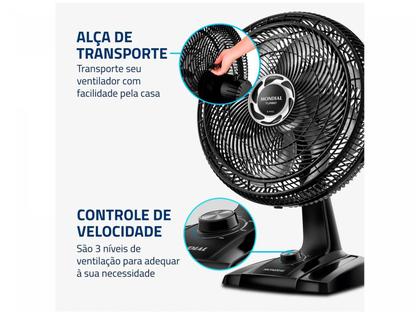 Imagem de Ventilador de Mesa Mondial Turbo NVT-40-8P-B 40cm 8 Pás 3 Velocidades Preto e Prata