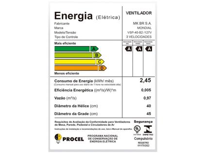 Imagem de Ventilador de Mesa Mondial VSP-40-B2 40cm - 6 Pás 3 Velocidades Preto e Prata