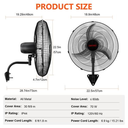 Ventilador De Parede 61 Cm - 3 Velocidades E Oscilação Para Ambientes Internos E Externos
