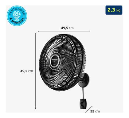 Imagem de Ventilador de Parede 40cm Super Turbo 8 Pá, Mondial 140W - VTX-40P-8P