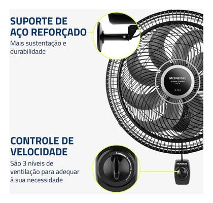 Imagem de Ventilador de Parede 40cm Super Turbo 8 Pá, Mondial 140W - VTX-40P-8P