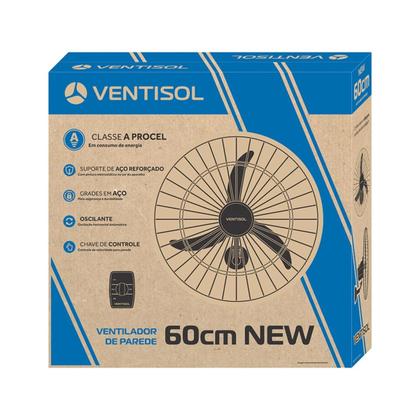 Imagem de Ventilador De Parede 60Cm Preto Ventisol 3 Pás Plastico 127V
