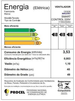 Imagem de Ventilador de Parede com Controle Mallory 40Cm Smart Control Preto 220V