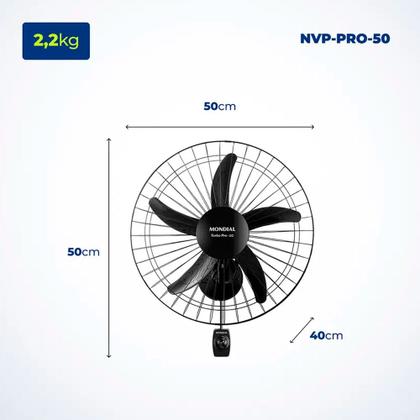 Imagem de Ventilador de Parede Mondial NVP PRO50 50cm 5 PÃs 3 Velocidades 150W