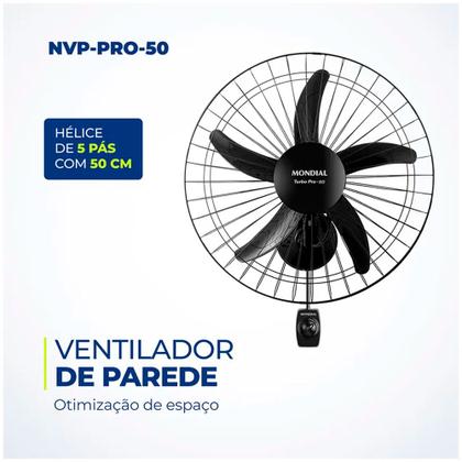 Imagem de Ventilador de Parede Mondial NVP PRO50 50cm 5 PÃs 3 Velocidades 150W