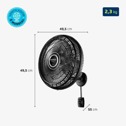 Imagem de Ventilador de Parede Mondial Super Turbo 40cm 8 Pás 140W 220V Preto/Prata - VTX-40P-8P