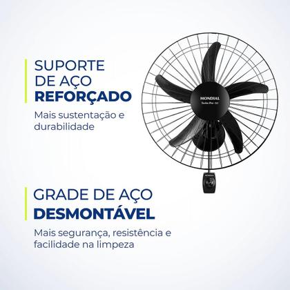 Imagem de Ventilador de Parede Mondial Turbo Pro 3 Velocidades 5 Pás 50cm 150W NVP-PRO-50