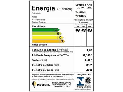 Imagem de Ventilador de Parede Oscilante 40CM Bivolt
