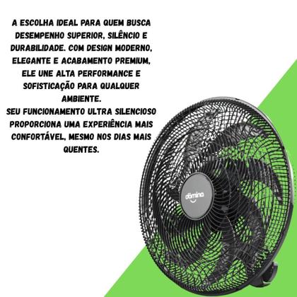 Imagem de Ventilador De Parede Oscilante Eco Bivolt 250w 60cm Dômina Preto Bivolt Rolamento Duplo Blindado Térmico