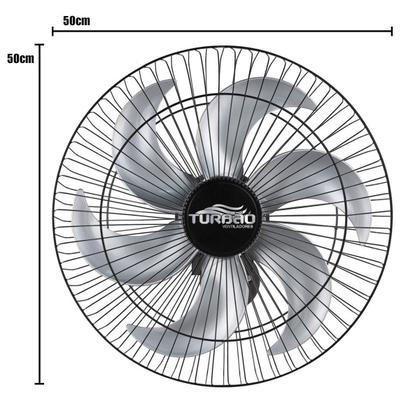 Imagem de Ventilador de Parede Turbão Oscilante 50cm Preto com Pás Prata 130W Bivolt