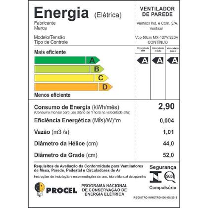 Imagem de Ventilador de Parede Ventisol 50CM Preto Bivolt 538