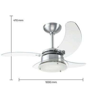 Imagem de Ventilador de Teto 110V Aluminio Escovado Pás Transparentes Chanceler Tron