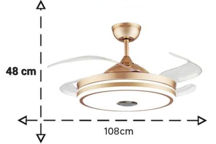 Imagem de Ventilador De Teto 4 Pás Retrátil Bivolt Com Controle som e bluetooth