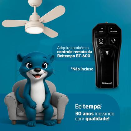 Imagem de Ventilador de Teto à Prova de Maresia Umidade Pás Policarbonato LED Branco 6500K Beltempo Maris