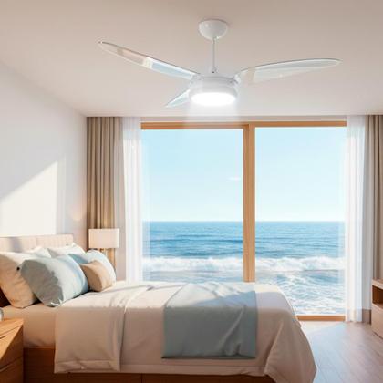 Imagem de Ventilador de Teto à Prova de Maresia Umidade Pás Policarbonato LED Branco 6500K Beltempo Maris