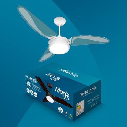 Imagem de Ventilador de Teto à Prova de Maresia Umidade Pás Policarbonato LED Branco 6500K Beltempo Maris
