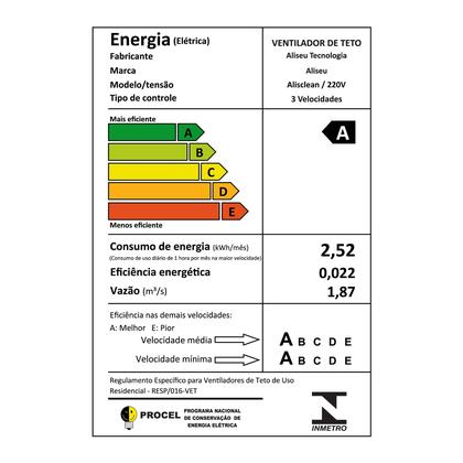 Imagem de Ventilador de Teto Aliseu Alisclean Cristal com Controle de Parede
