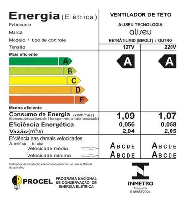 Imagem de Ventilador De Teto Aliseu Retrátil Mid Branco Diâmetro 70 Cm Quantidade De Pás 3