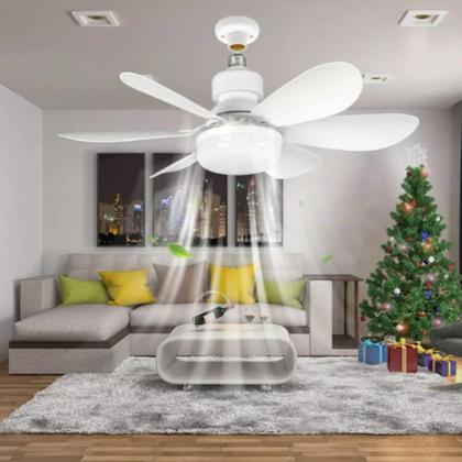 Imagem de Ventilador De Teto C/ Lâmpada Led + Controle Para Bocal E27 5 Pás