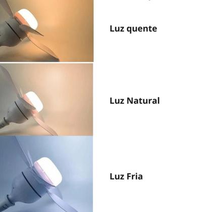 Imagem de Ventilador De Teto C/ Lâmpada Led + Controle Para Bocal E27 5 Pás