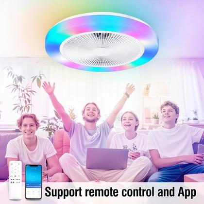Imagem de Ventilador de teto com luz RRDEFSD Low Profile 50cm RGB-LED
