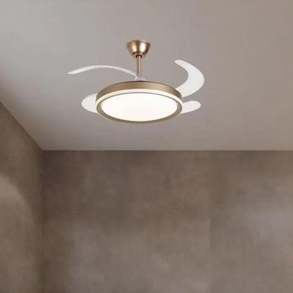 Imagem de Ventilador de Teto Grande Led 3 em 1 Lampada Pa Retratil Controle Remoto Casa Escritorio Trabalho Moderno Silencioso