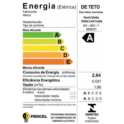 Imagem de Ventilador De Teto Inverter Delta Led BRANCO 3 Pás Laqueadas BRANCAS Bivolt Com Controle 54-3309 Ventidelta