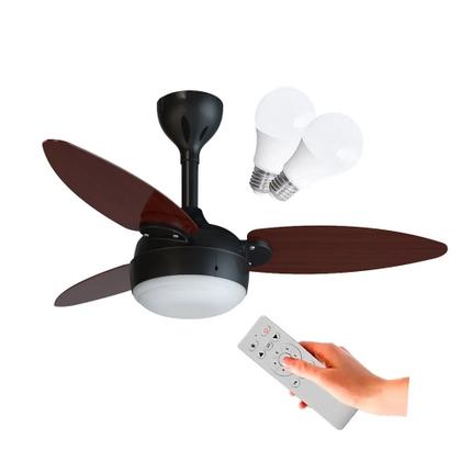 Imagem de Ventilador de Teto Inverter Ventisol Elluz Preto/Tabaco Bivolt, 2 Lâmpadas Inclusas