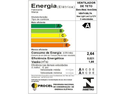 Imagem de Ventilador De Teto Led New Light Led Preto 3 Pás Tabaco Led 12W 6000K 127V C3V 31-3161 Ventidelta