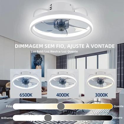 Imagem de Ventilador de Teto LED Silencioso 55W - Motor DC, Lâminas Invisíveis e Design Moderno