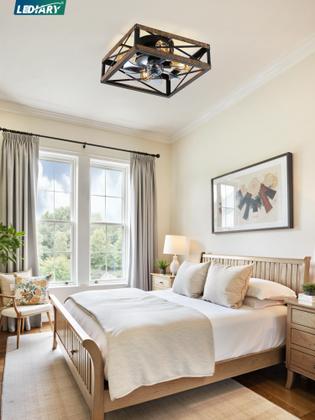 Imagem de Ventilador de teto LEDIARY Rustic Square Caged Light 6 Speed Remote