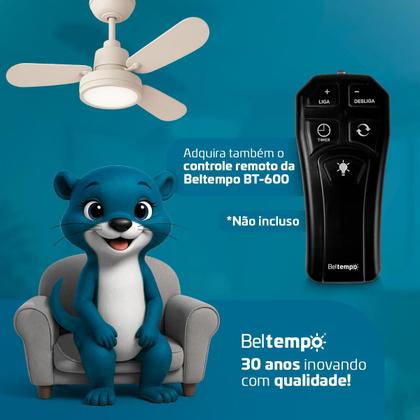 Imagem de Ventilador de Teto Lustre Borda Infinita Pás MDF LED Amarelado 3000K Beltempo Mira