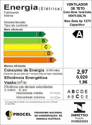 Imagem de Ventilador De Teto New Zeta Preto Com 4 Pás de MDF 220v