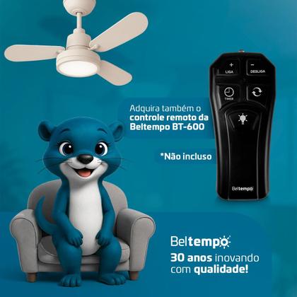 Imagem de Ventilador de Teto Potente Pás MDF LED Amarelado 3000K Beltempo Brizzo