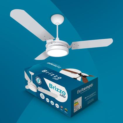 Imagem de Ventilador de Teto Potente Pás MDF LED Amarelado 3000K Beltempo Brizzo