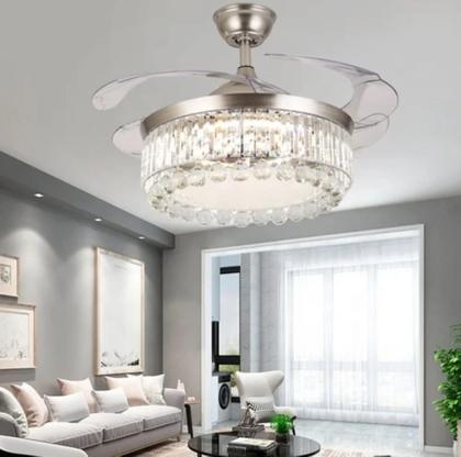 Imagem de Ventilador de Teto Retrátil Cristal Luxuoso Bivolt