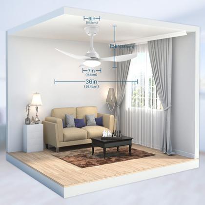Imagem de Ventilador De Teto Rústico 36 " Com Luz Led E Controle Remoto, 3 Pás, 6 Velocidades, 3 Cores De Luz Ajustáveis, Silencioso