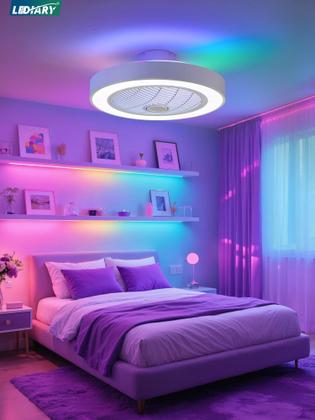 Imagem de Ventilador de teto sem lâminas LEDIARY de 22" com luz RGB e controle remoto