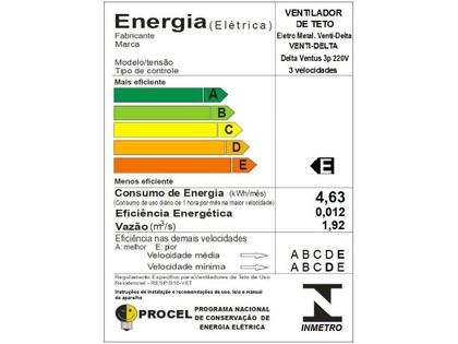 Imagem de Ventilador de Teto Ventidelta Delta Ventus 3 Pás 100CM 130W 220v Branco/Mogno