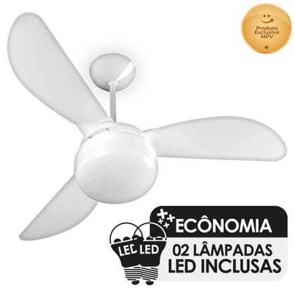 Imagem de Ventilador de Teto Ventisol Fenix Branco 3 Pás, Cv3, 02 Lâmpadas Led Inclusas