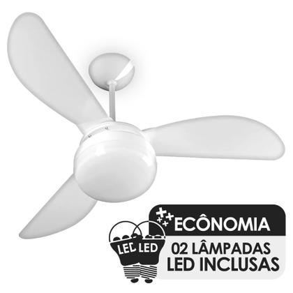 Imagem de Ventilador de Teto Ventisol Fenix Branco 3 Pás, Cv3, 02 Lâmpadas Led Inclusas