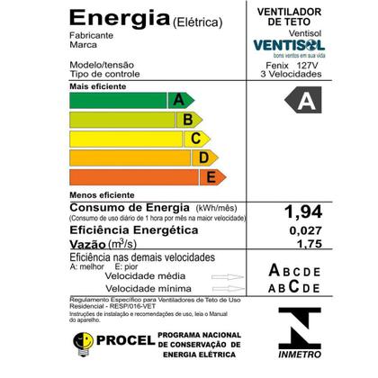 Imagem de Ventilador de Teto Ventisol Fenix Branco 3 Pás, Cv3, 02 Lâmpadas Led Inclusas
