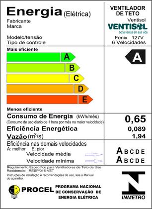 Imagem de Ventilador de Teto Ventisol Fênix Branco / Silver Inverter Controle Remoto, 6 Velocidades