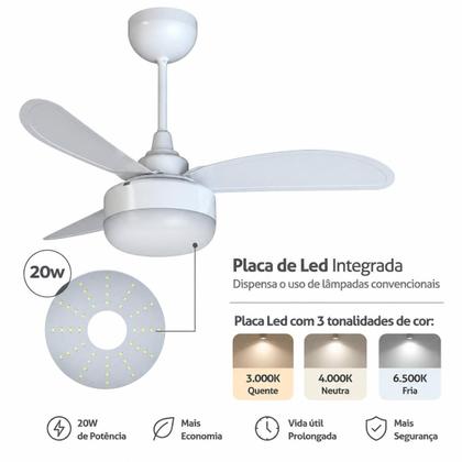 Imagem de Ventilador de Teto Ventisol Inverter Controle Remoto Fênix Placa Led 20w Integrada Bivolt