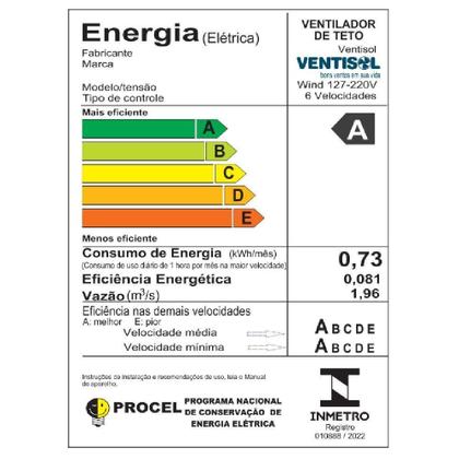 Imagem de Ventilador de Teto Ventisol Wind Inverter Branco Bivolt 14579