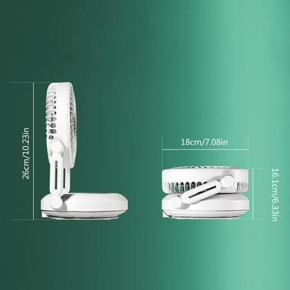 Imagem de Ventilador Dobrável Portátil De Mesa Silencioso Articulado Led Base Giratória Recarregável USB