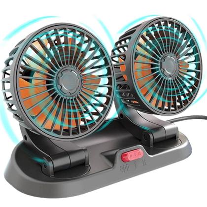 Imagem de Ventilador Duplo 24V Carreta Caminhao Painel Verao Calor Dias Quentes 2 Velocidades Multiuso