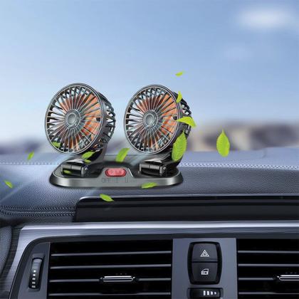 Imagem de Ventilador Duplo 24V Carreta Caminhao Painel Verao Calor Dias Quentes 2 Velocidades Multiuso