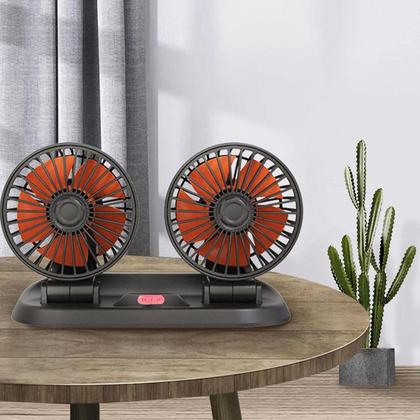 Imagem de Ventilador Duplo Usb Mesa Escritorio Escrivaninha Carro Estudos Sol Verao Auotmotivo 2 Velocidades Calor Dias Quentes