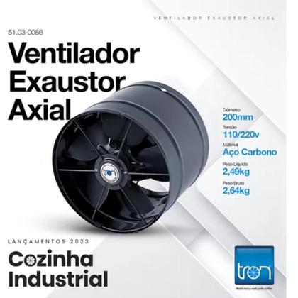 Imagem de Ventilador/Exaustor Axial Industrial Grafite 200mm Bivolt - TRON